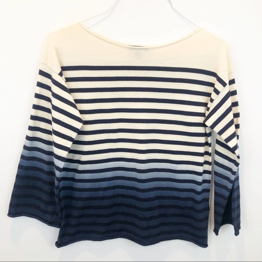J. Crew Blue Ombré Striped Cotton Sweater Size XS